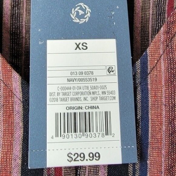 Nwt UNIVERSAL THREAD Striped Maroon Blue Long Sleeve Tie Front Jumpsuit XS - Picture 13 of 14